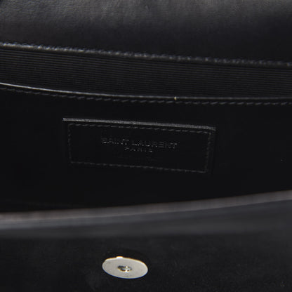 Saint Laurent Suede Fringe Chain Monogram Satchel Black 8 of 9