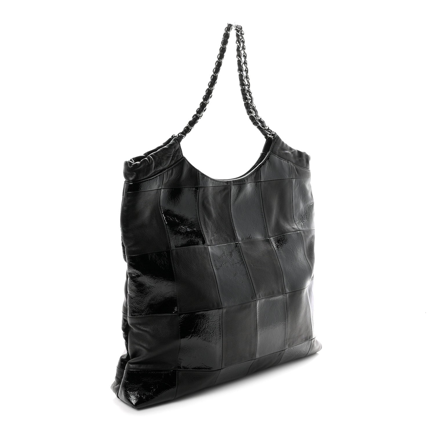 Chanel Patent Calfskin Patchwork Brooklyn Tote Black 3 of 10