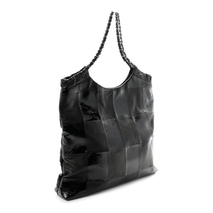 Chanel Patent Calfskin Patchwork Brooklyn Tote Black 3 of 10