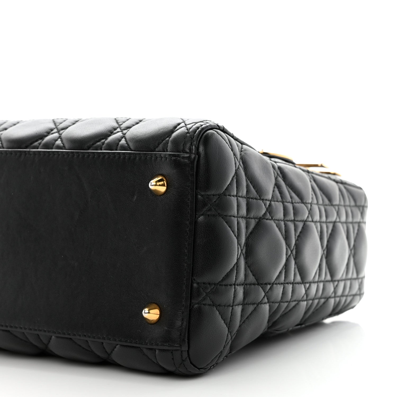 Christian Dior Lambskin Cannage Medium Lady Dior Black 9 of 10