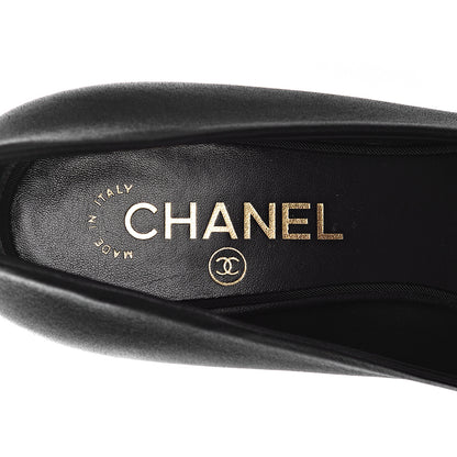 Chanel Lambskin Grosgrain Cap Toe CC Pumps 39 Black 6 of 9