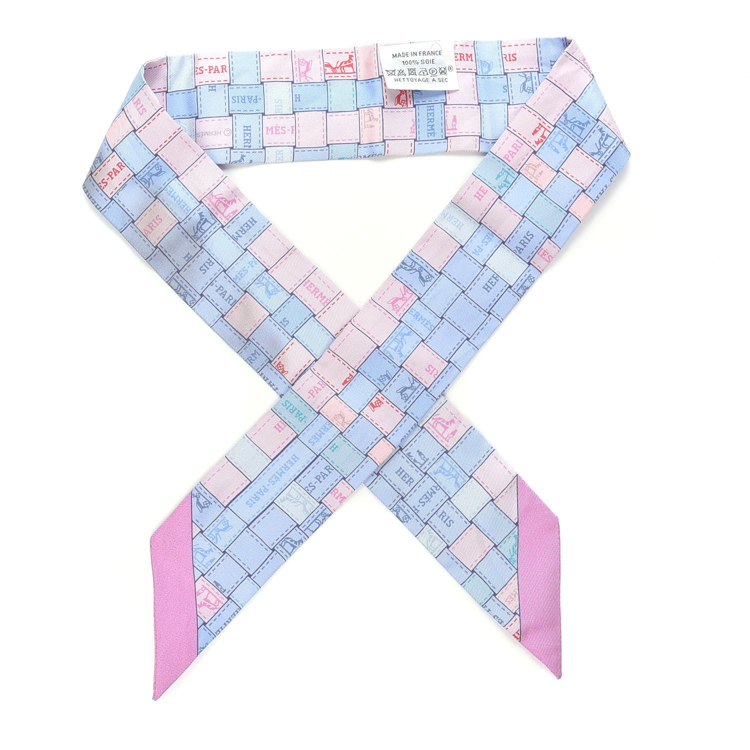 Hermes Silk Bolduc Au Carre Twilly Bleu Pale Rose Pale 1 of 4