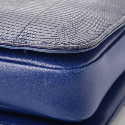Chanel Lizard Lambskin Quilted Large Perfect Edge Flap Blue 11 of 11