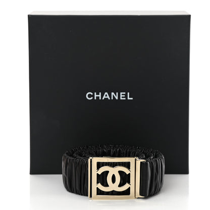 Chanel Lambskin Ruched CC Belt 95 38 Black 4 of 4