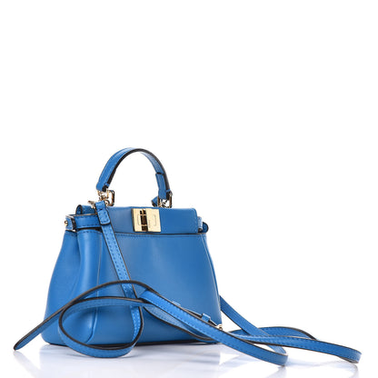 Fendi Shiny Nappa Micro Peekaboo Iconic Satchel Blue Royal 3 of 10