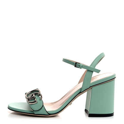 Gucci Lifford Calfskin GG Marmont Ankle Wrap 75mm Sandals 35 Water Green 1 of 8