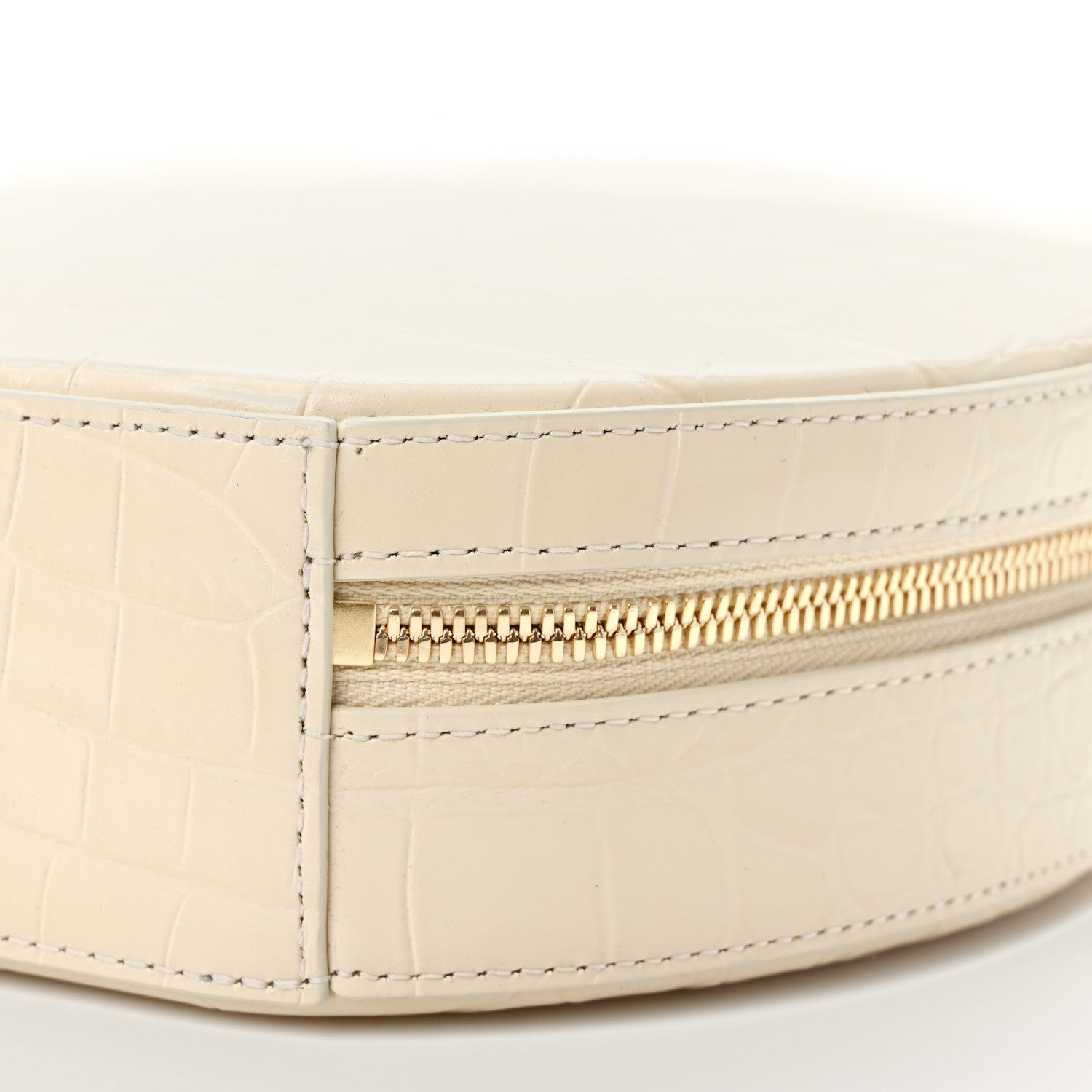 Mansur Gavriel MANSUR GAVRIEL Calfskin Crocodile Embossed Circle Crossbody Bag Dune 9 of 10