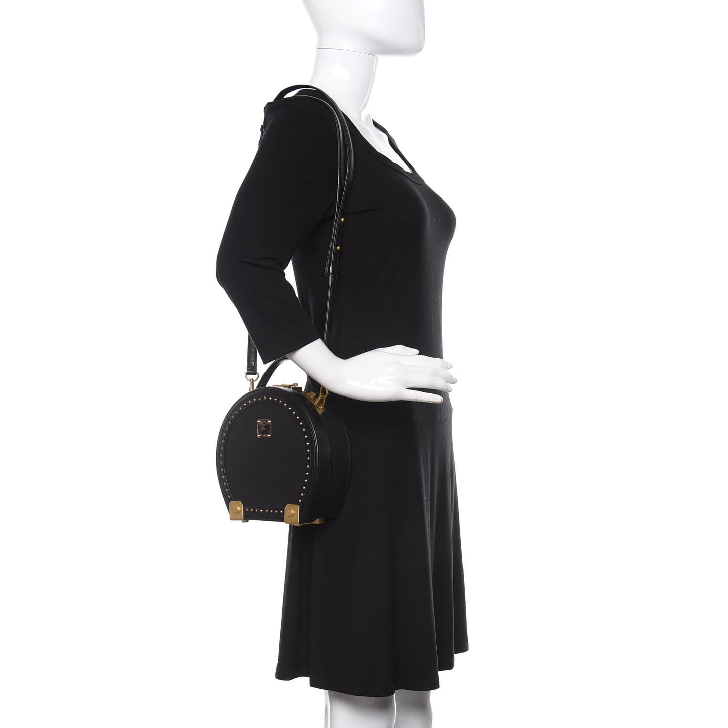 Monogram Coated Canvas Berlin Studded Hat Box Crossbody Black