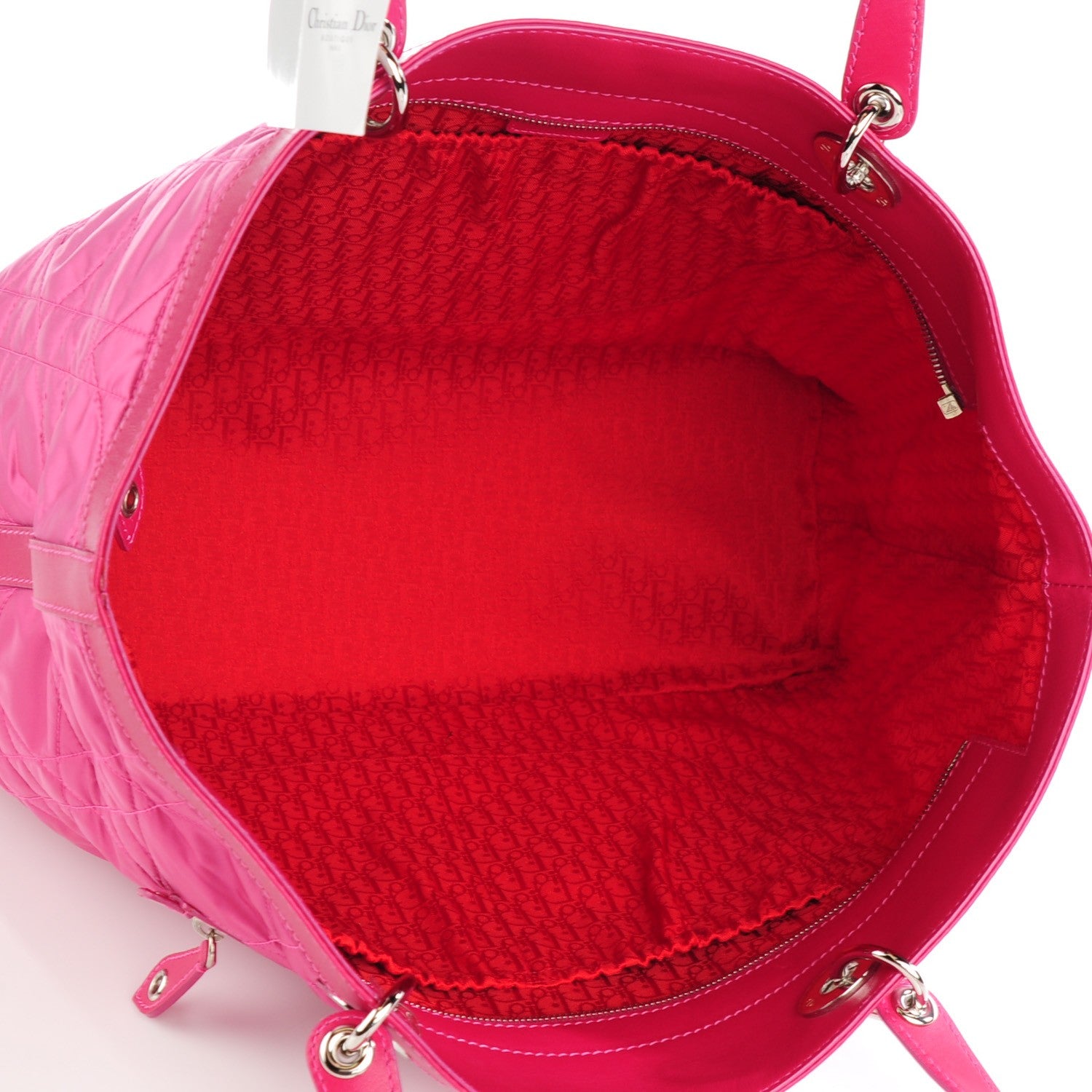 Christian Dior Nylon Cannage Saint Tropez Tote Fuchsia 4 of 6