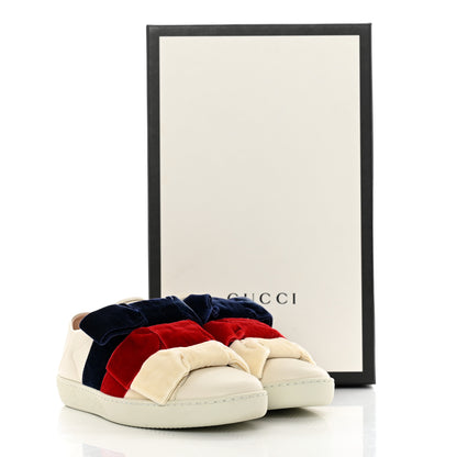 Gucci Calfskin Velvet Womens Bow Ace Sneakers 35 White 10 of 10
