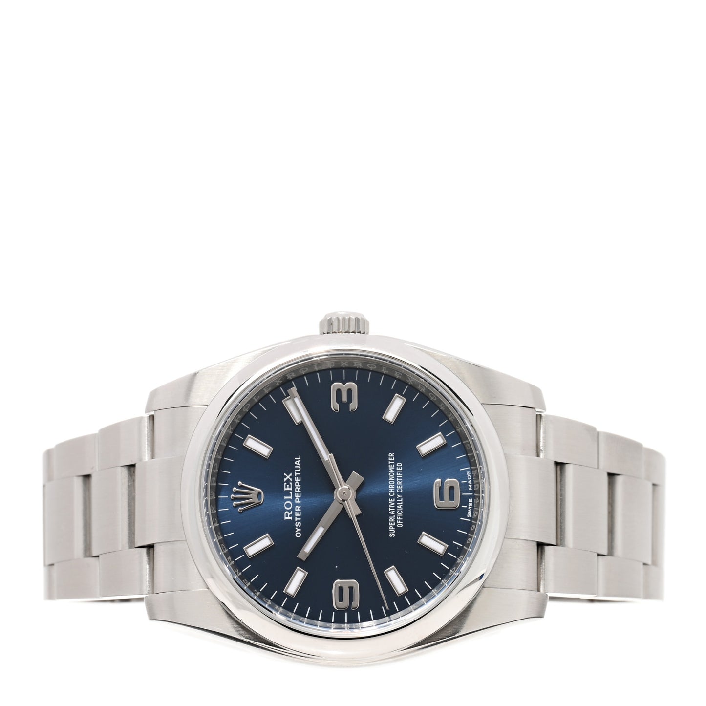 Stainless Steel 34mm Oyster Perpetual Watch Blue 114200