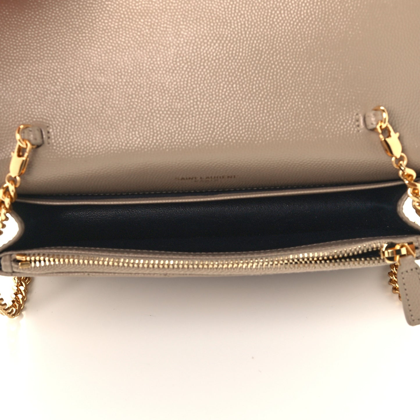 Grain De Poudre Matelasse Chevron Monogram Envelope Chain Wallet Deep Beige