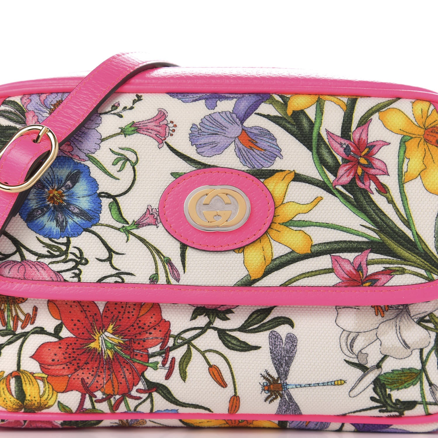 Gucci Canvas Flora Floral Shoulder Bag White Fuchsia Fluo 10 of 10