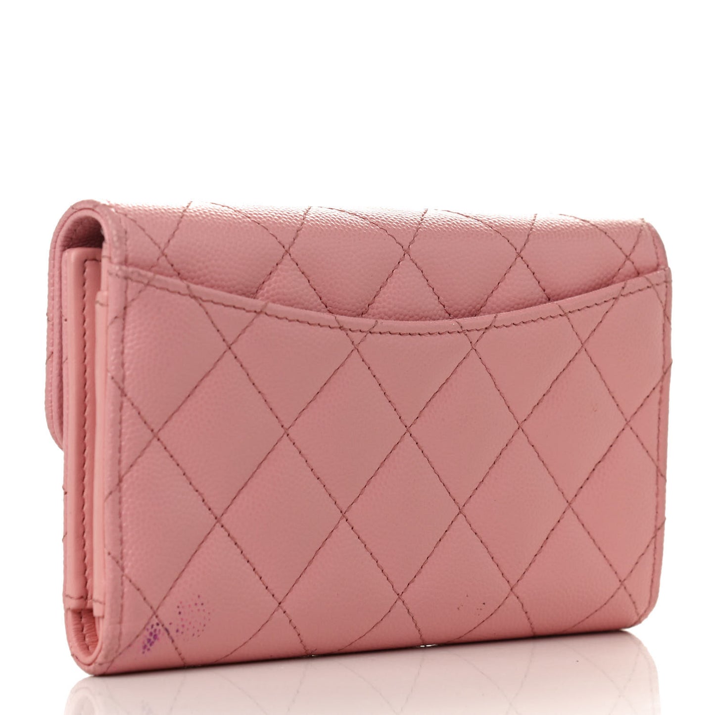 Caviar Quilted Medium Flap Wallet Pink