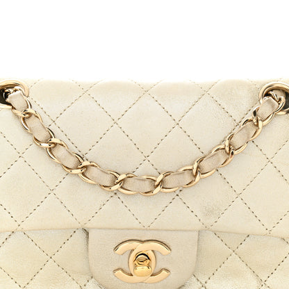 Chanel Iridescent Calfskin Quilted Mini Rectangular Flap Light Gold 8 of 12
