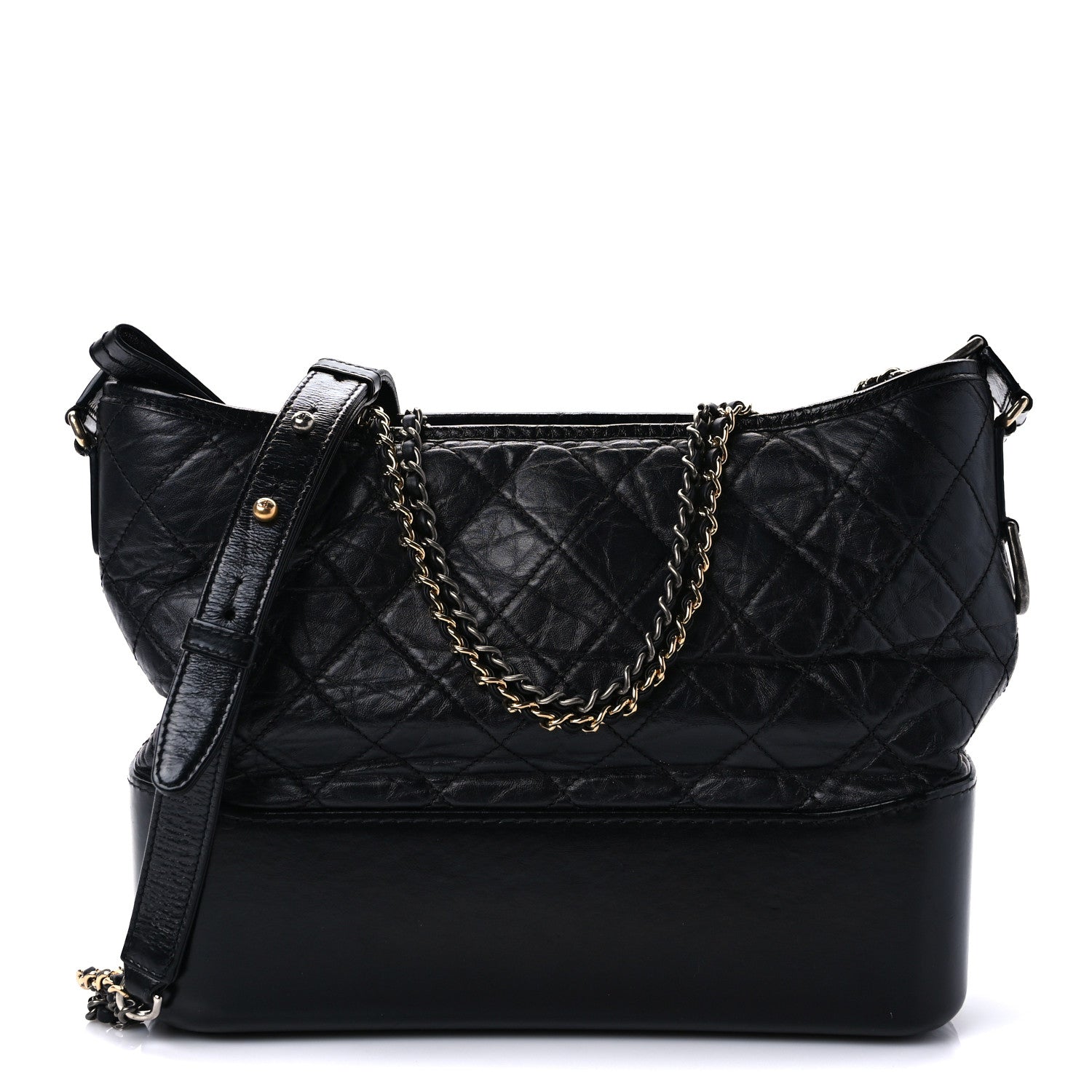 Chanel Aged Calfskin Quilted Medium Gabrielle Hobo Black 1 of 9