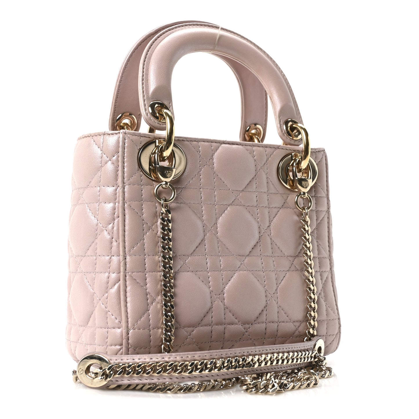 Metallic Lambskin Cannage Mini Lady Dior Lotus