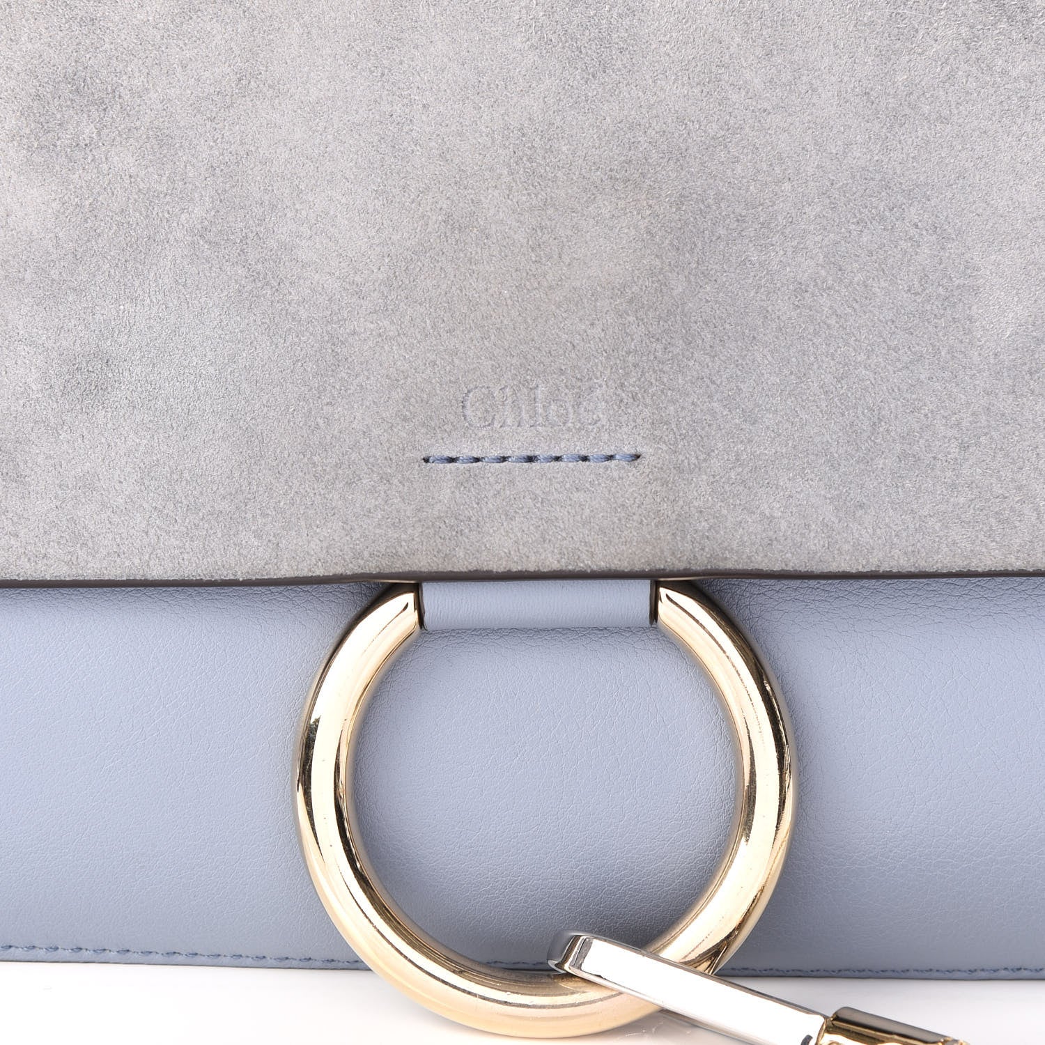 Chloe Suede Calfskin Small Faye Shoulder Bag Washed Blue 9 of 9