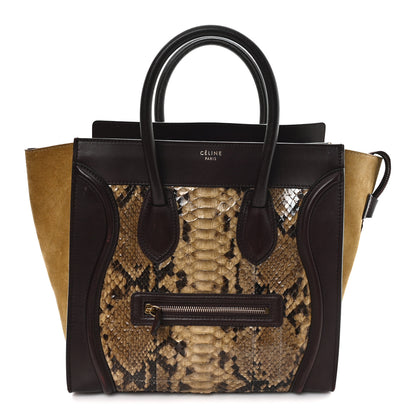 Celine Snakeskin Suede Mini Luggage Brown Multicolor 1 of 10