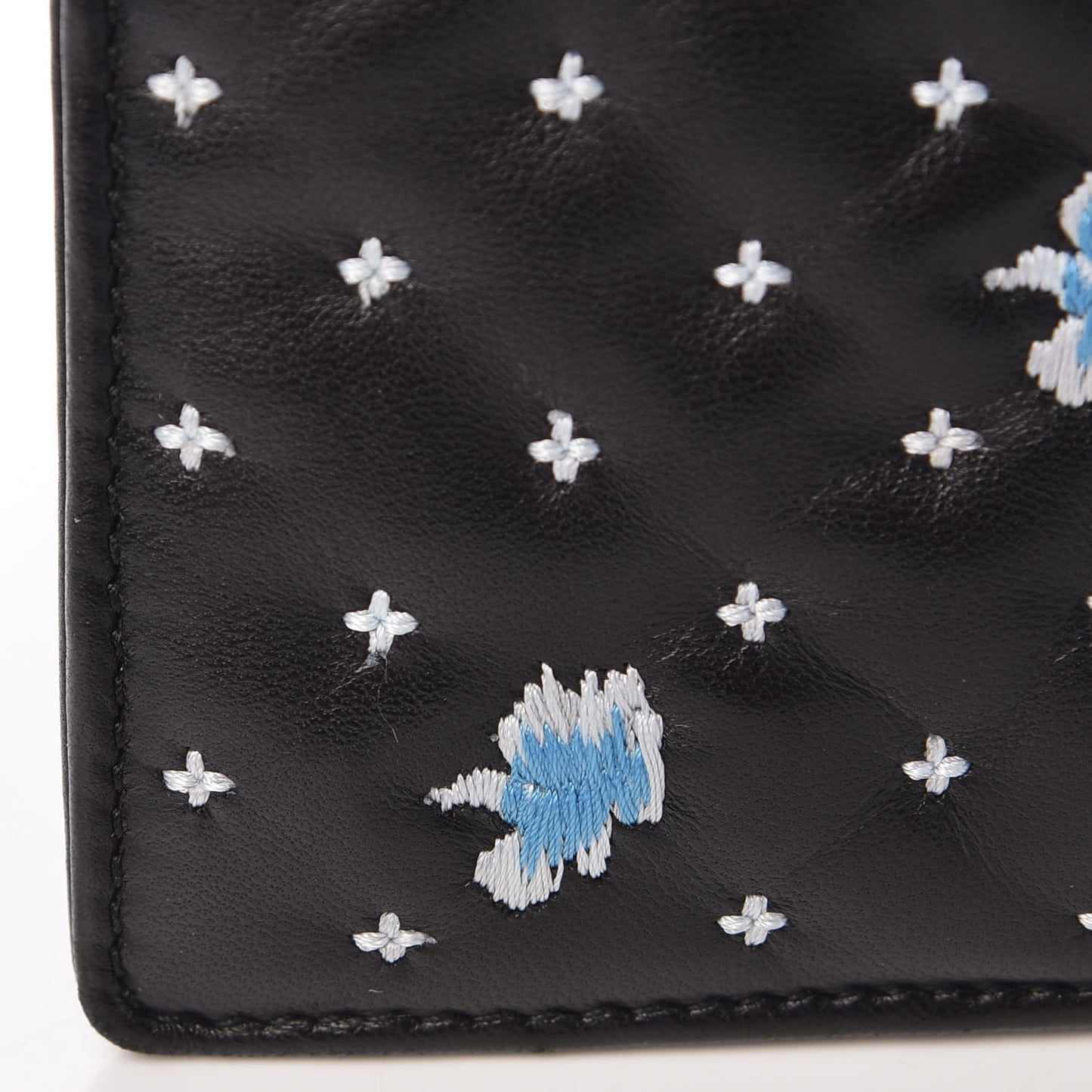 Lambskin Embroidered Medium Diorama Flap Bag Black