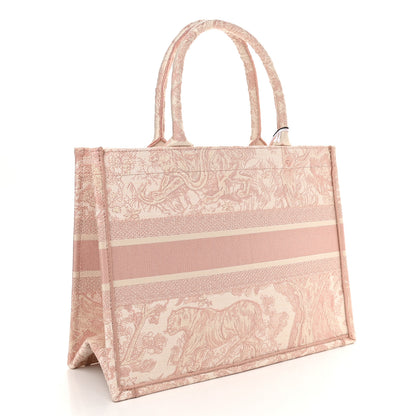 Christian Dior Canvas Toile De Jouy Embroidered Medium Book Tote Rose 3 of 9