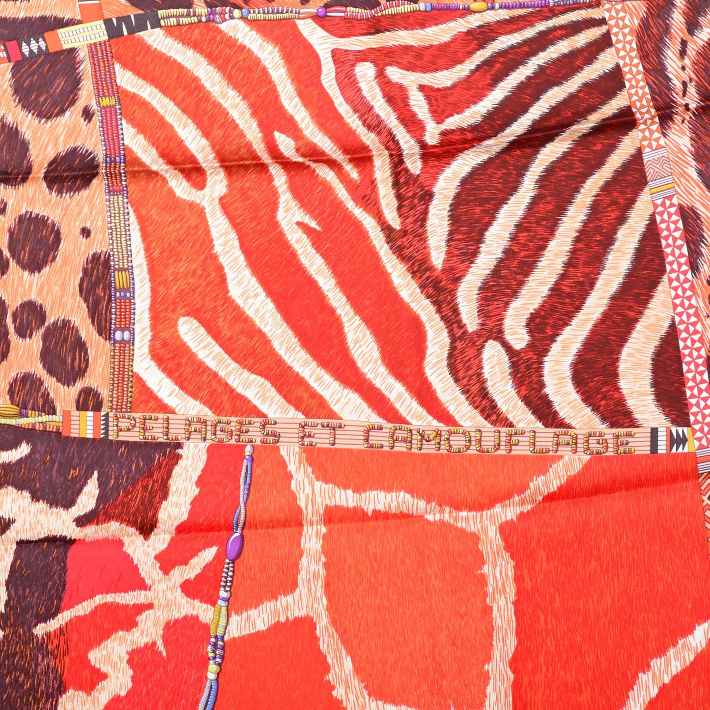 Silk Pelages et Camouflage Scarf 90 Brique Acajou Rouge H