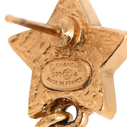 Chanel Crystal Pearl CC Star Drop Earrings Gold 4 of 4