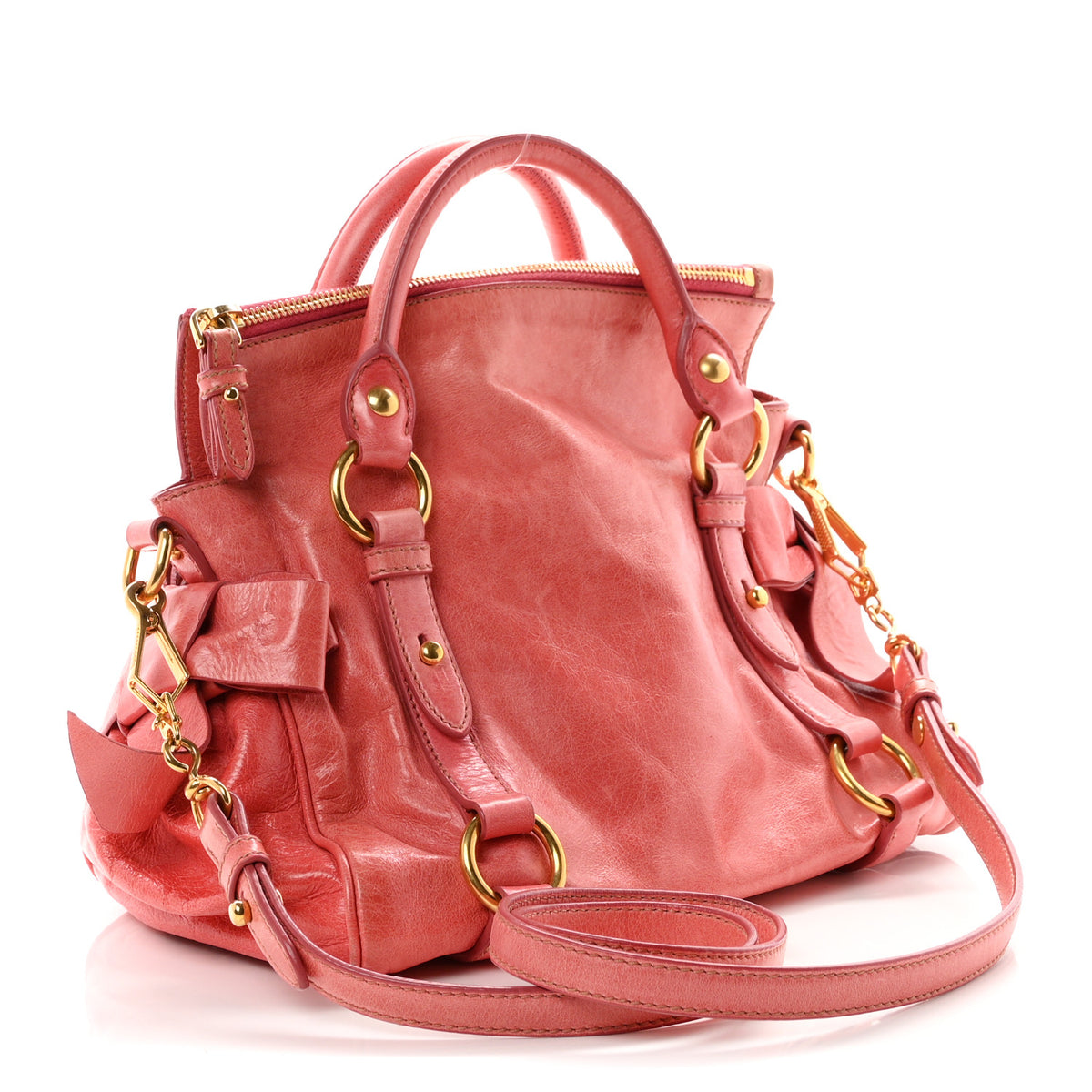 Miu Miu Vitello Lux Mini Bow Bag Rosa 3 of 10