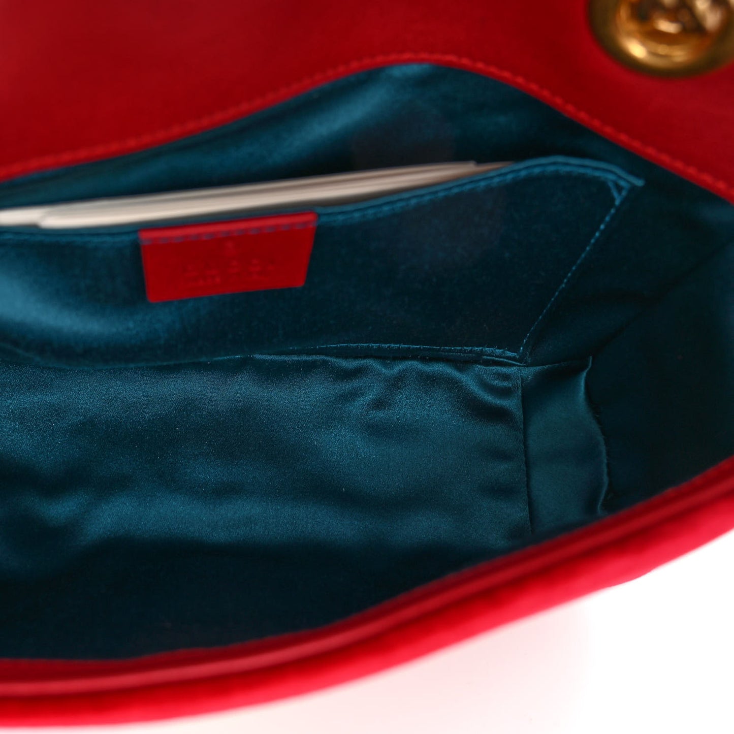 Velvet Matelasse Small GG Marmont Shoulder Bag Hibiscus Red