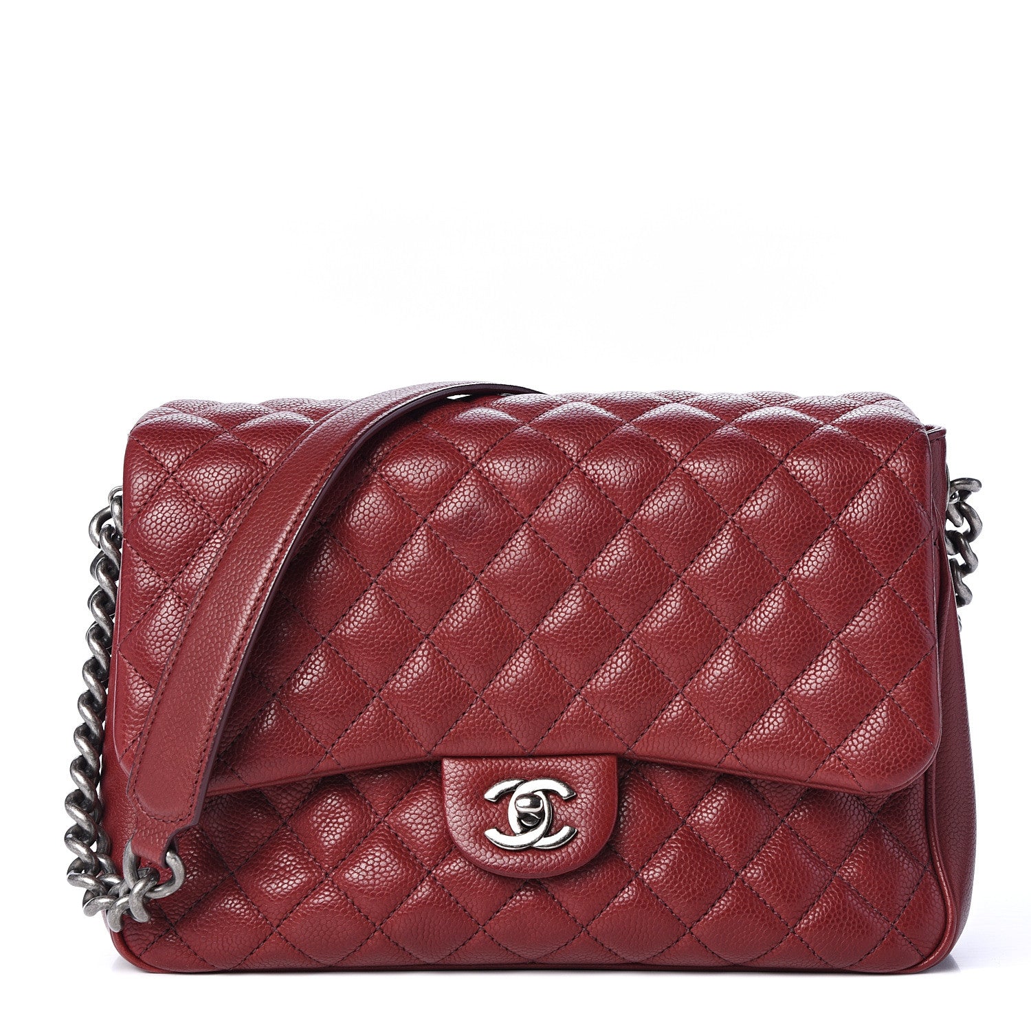 Chanel Caviar Quilted Medium Rock In Rome Single Flap Burgundy 1 of 12