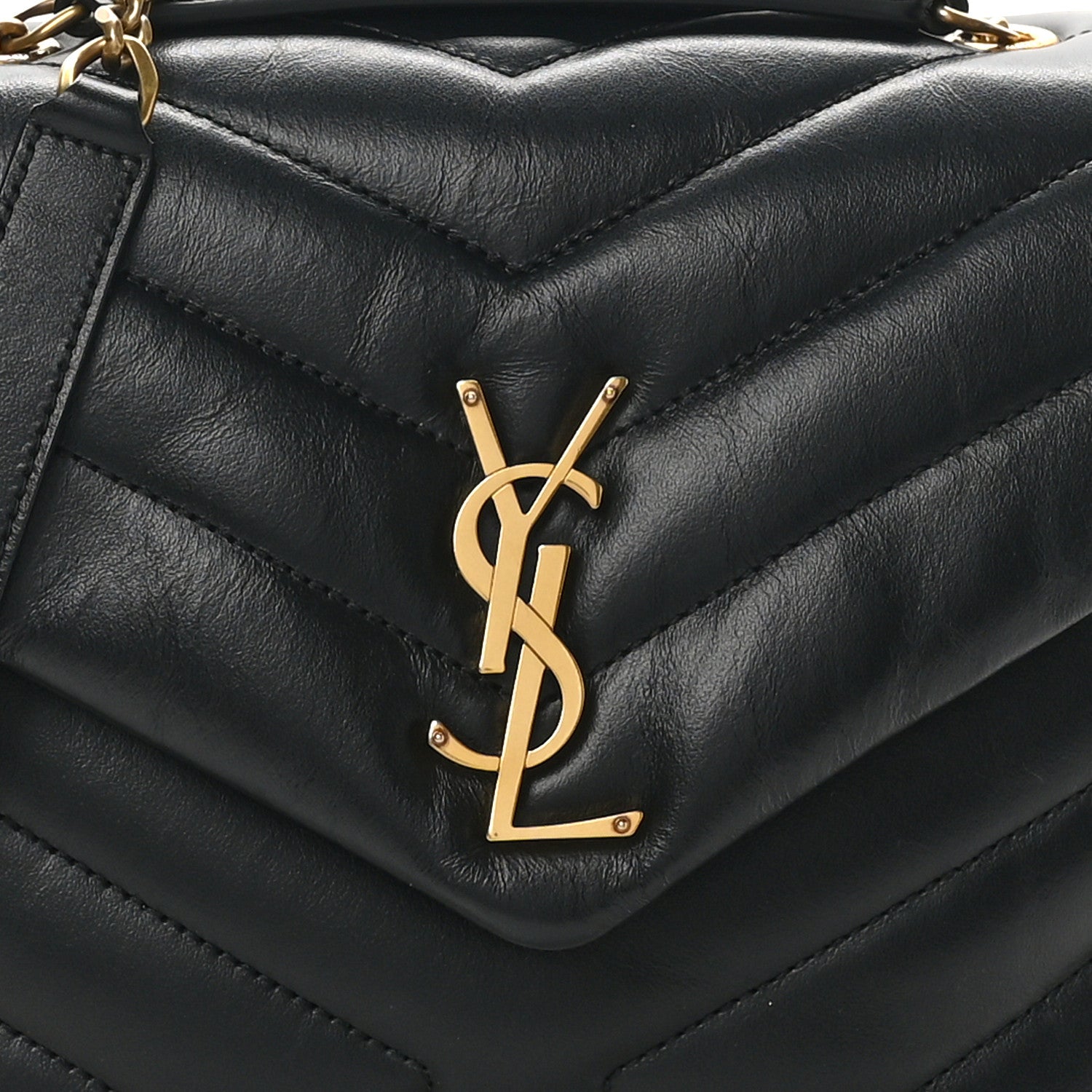 Saint Laurent Calfskin Y Quilted Monogram Small Loulou Chain Satchel Black 8 of 10