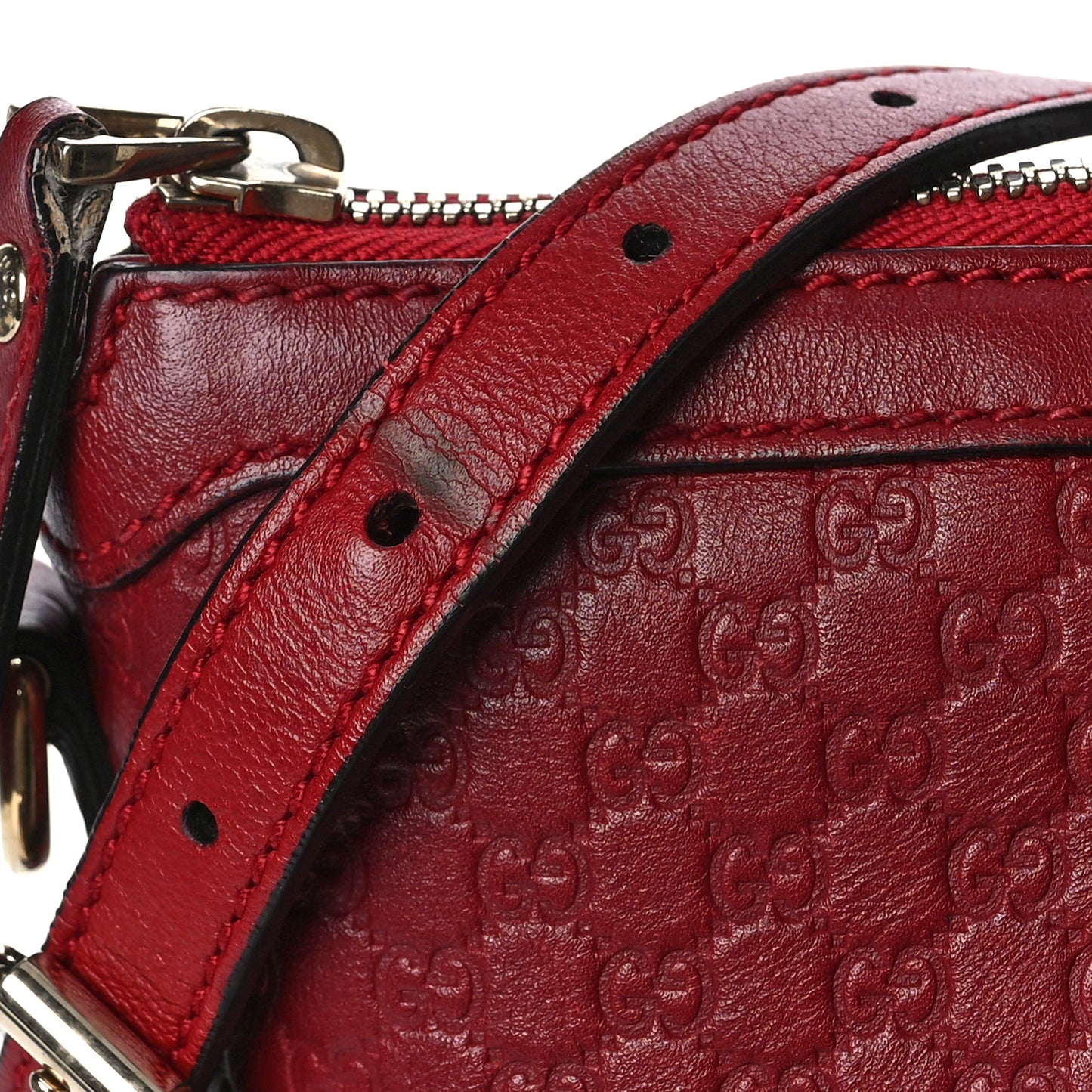 Soft Microguccissima Small Zippered Satchel Rosso