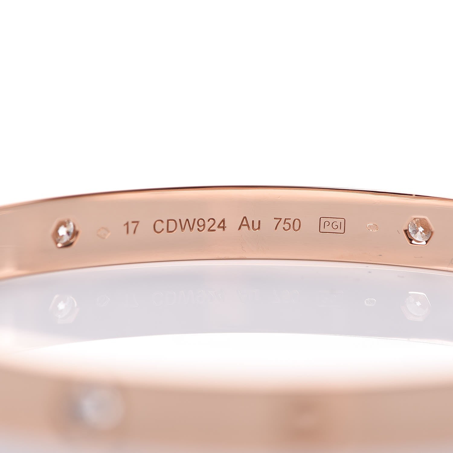 Cartier 18K Pink Gold 4 Diamond LOVE Bracelet 17 4 of 8