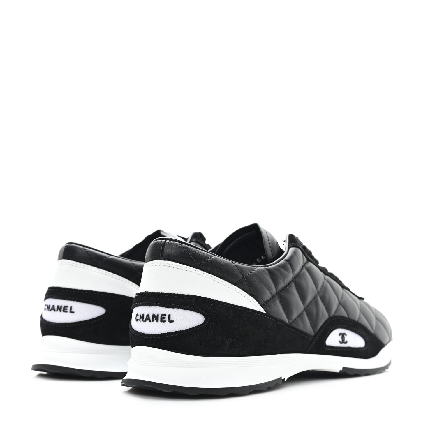 Suede Calfskin Quilted Sneakers 39.5 Black