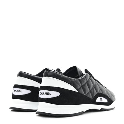 Chanel Suede Calfskin Quilted Sneakers 39.5 Black 5 of 10