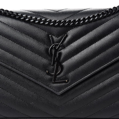 Saint Laurent Grain De Poudre Matelasse Chevron Monogram Chain Wallet Black 11 of 11