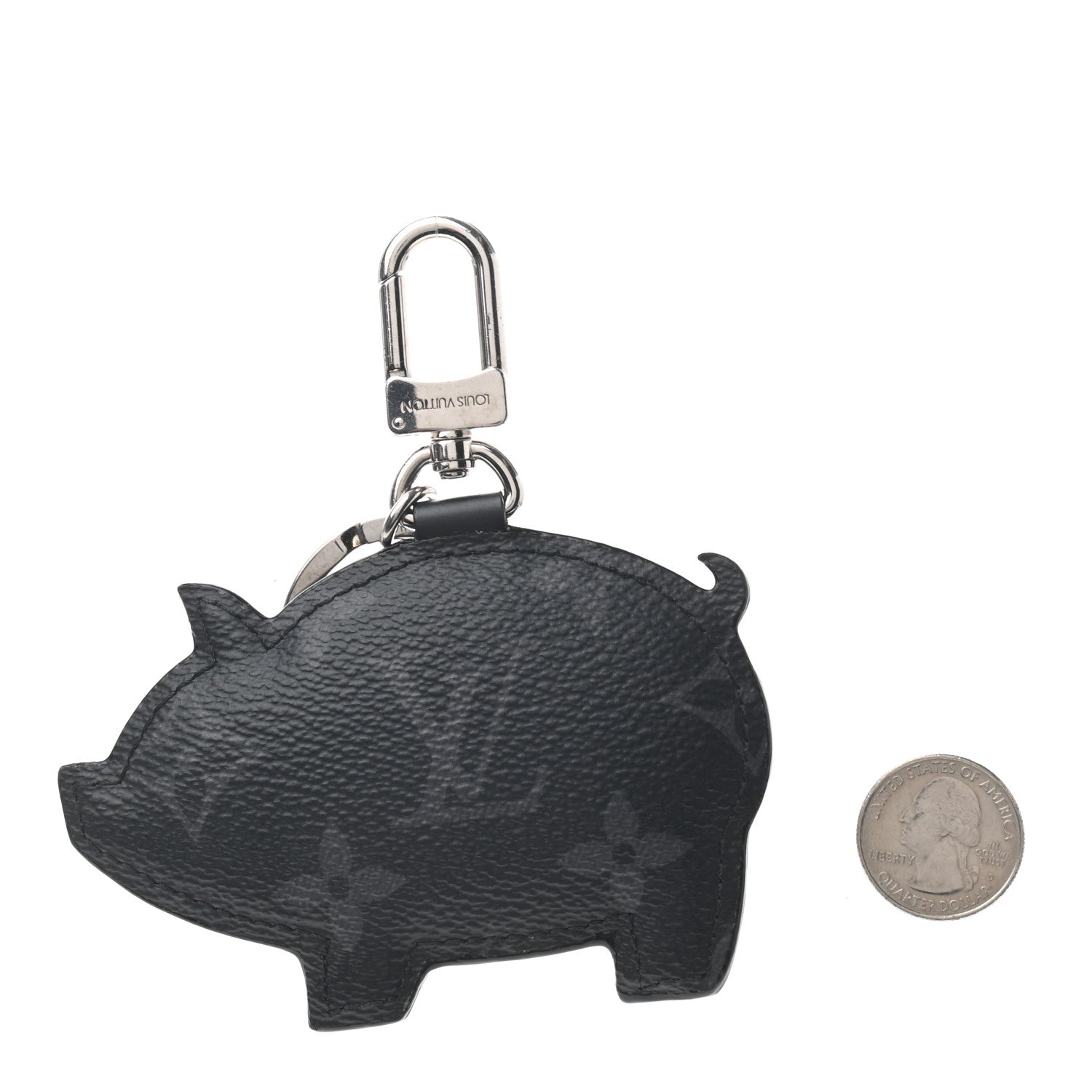 Louis Vuitton Calfskin Monogram Eclipse Pig Bag Charm Key Holder 2 of 3