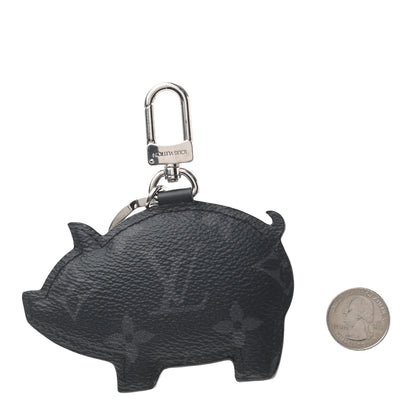 Louis Vuitton Calfskin Monogram Eclipse Pig Bag Charm Key Holder 2 of 3