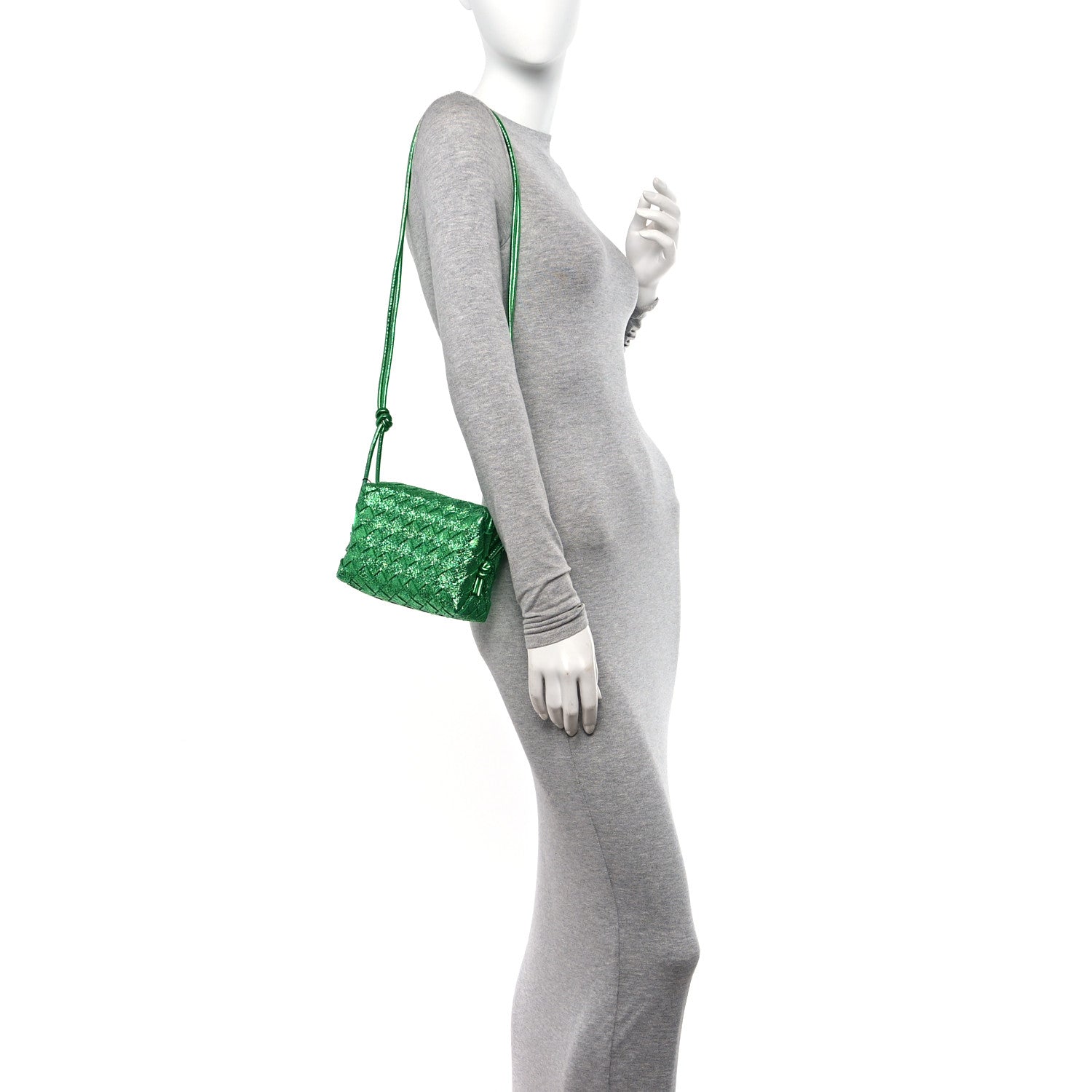 Bottega Veneta Metallic Calfskin Intrecciato Mini Loop Camera Bag Parakeet 2 of 10