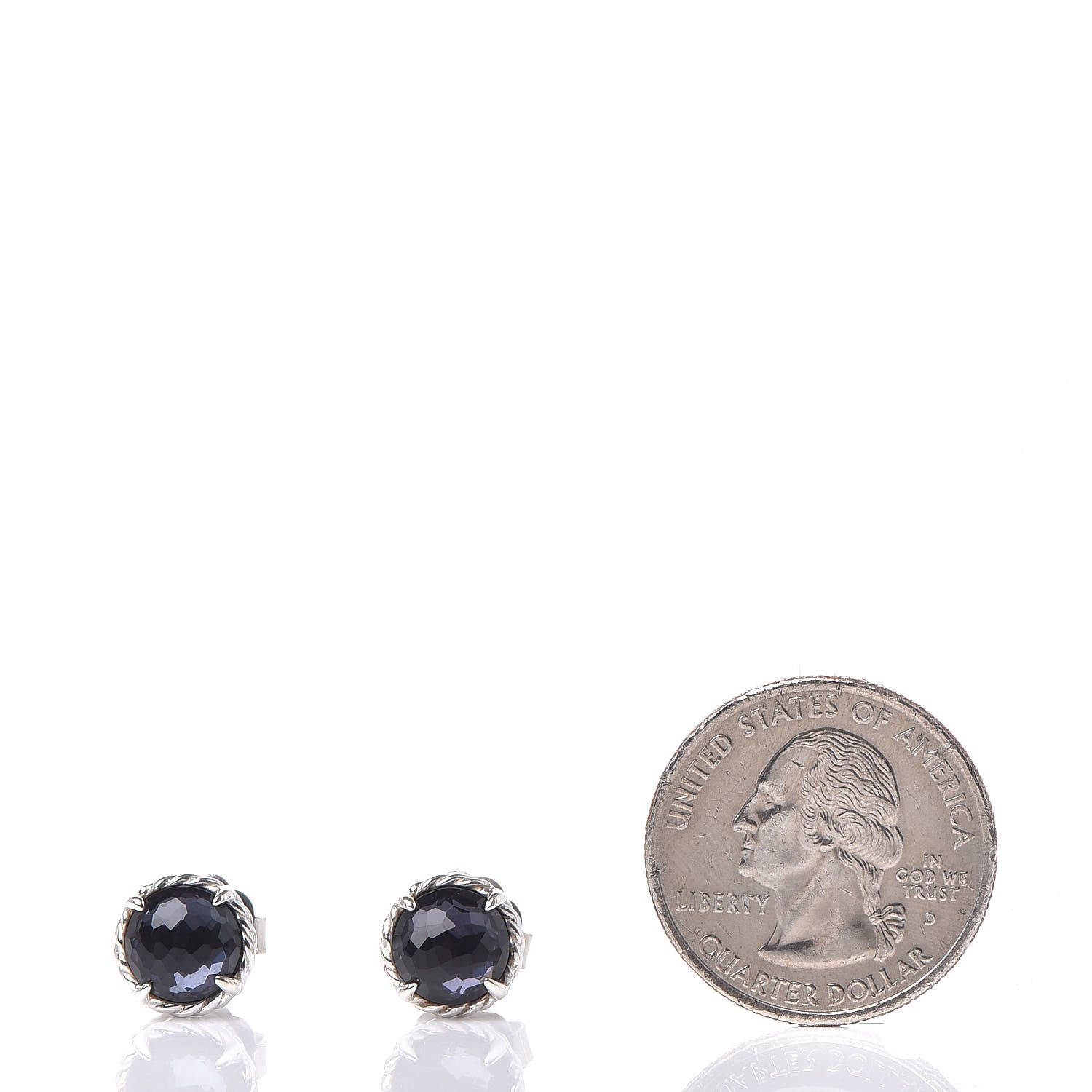 David Yurman Sterling Silver Black Orchid 10mm Chatelaine Earrings 2 of 4