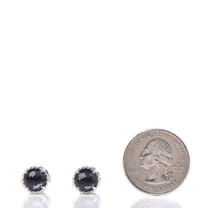 David Yurman Sterling Silver Black Orchid 10mm Chatelaine Earrings 2 of 4