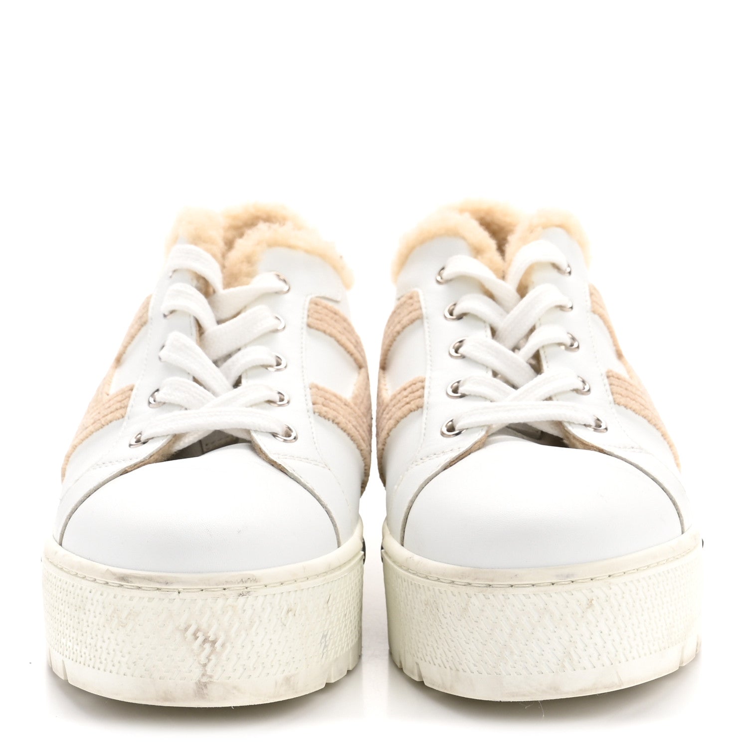 Hermes Calfskin Woolskin Dare Sneakers 36 White Ecru 3 of 9