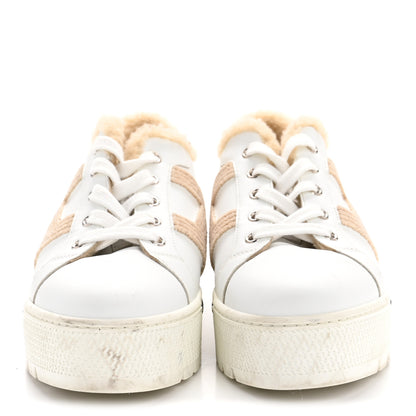Hermes Calfskin Woolskin Dare Sneakers 36 White Ecru 3 of 9