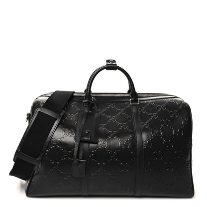 Gucci Calfskin GG Tennis Embossed Duffle Bag Black 1 of 11