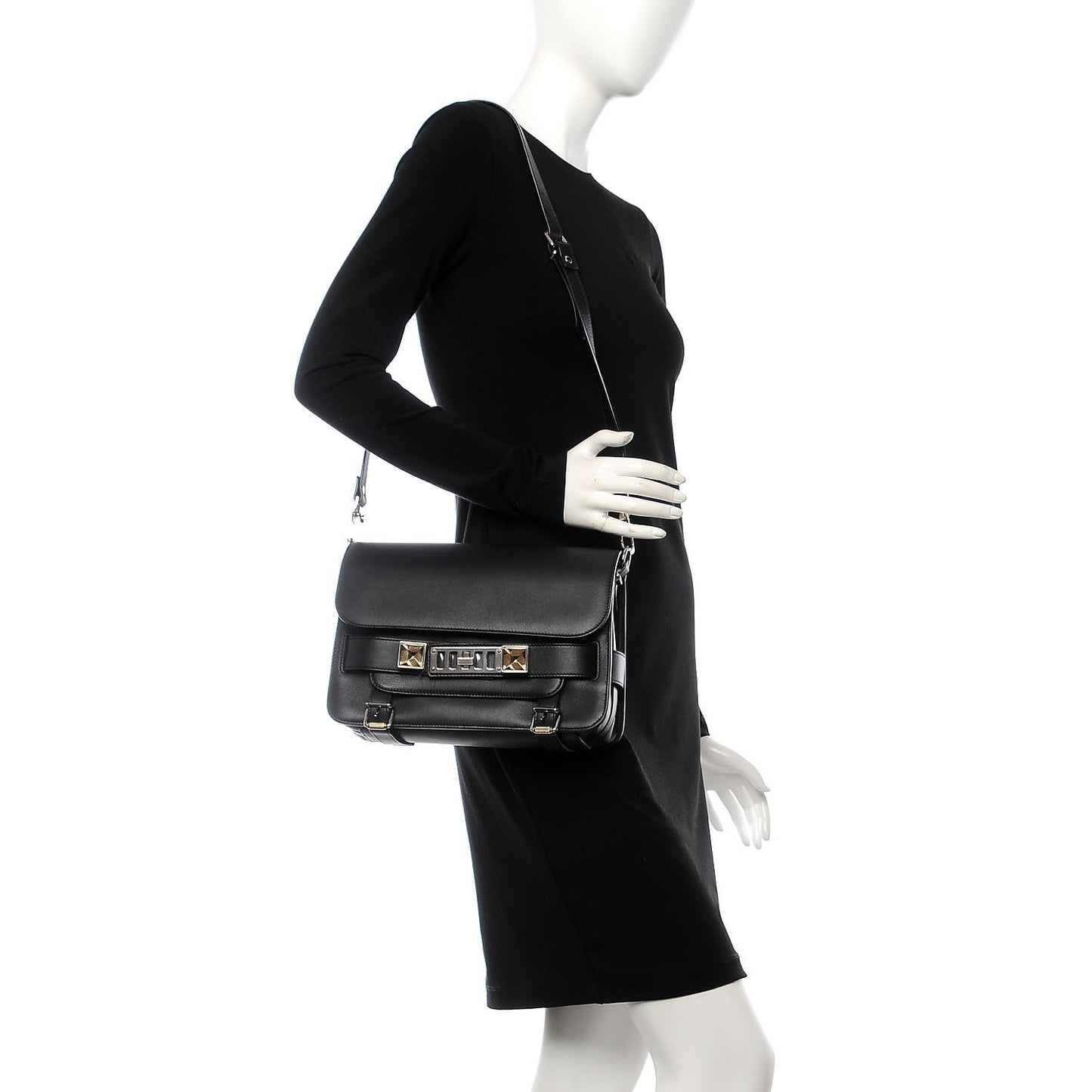 Smooth Calfskin PS11 Classic Shoulder Bag Black