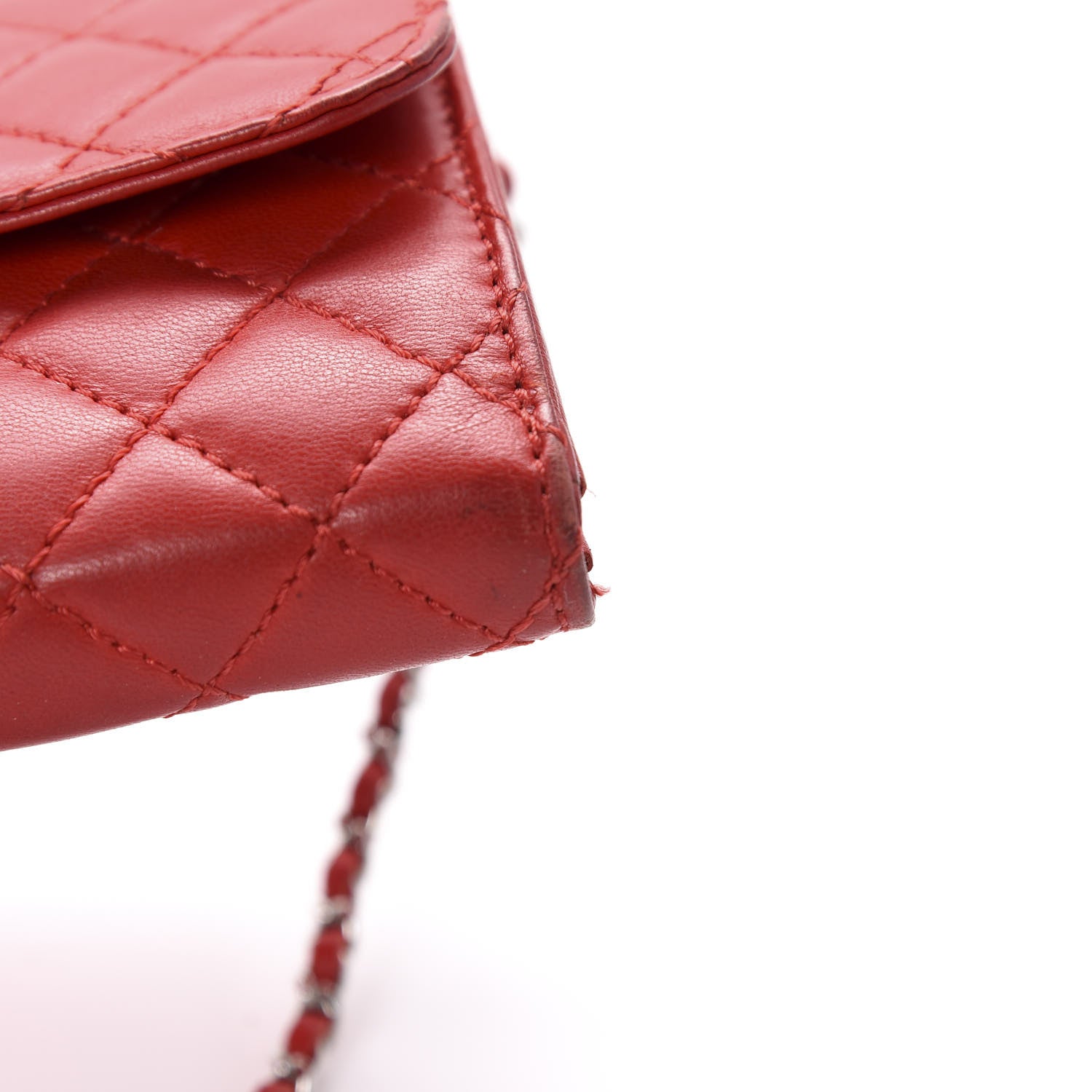 Chanel Lambskin Quilted Chain Clutch Flap Red 16 of 17