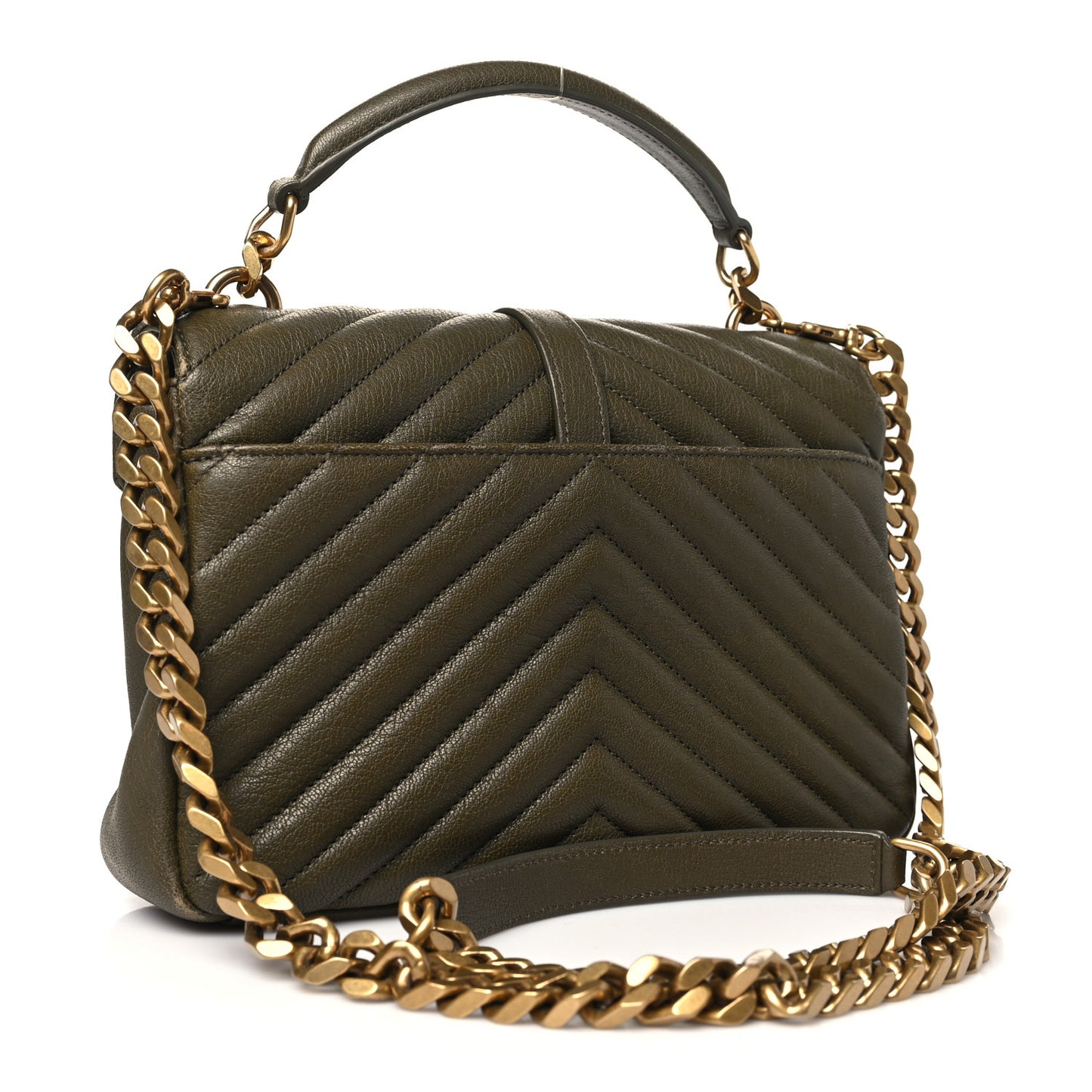 Sheepskin Matelasse Chevron Monogram Medium College Bag Seawood