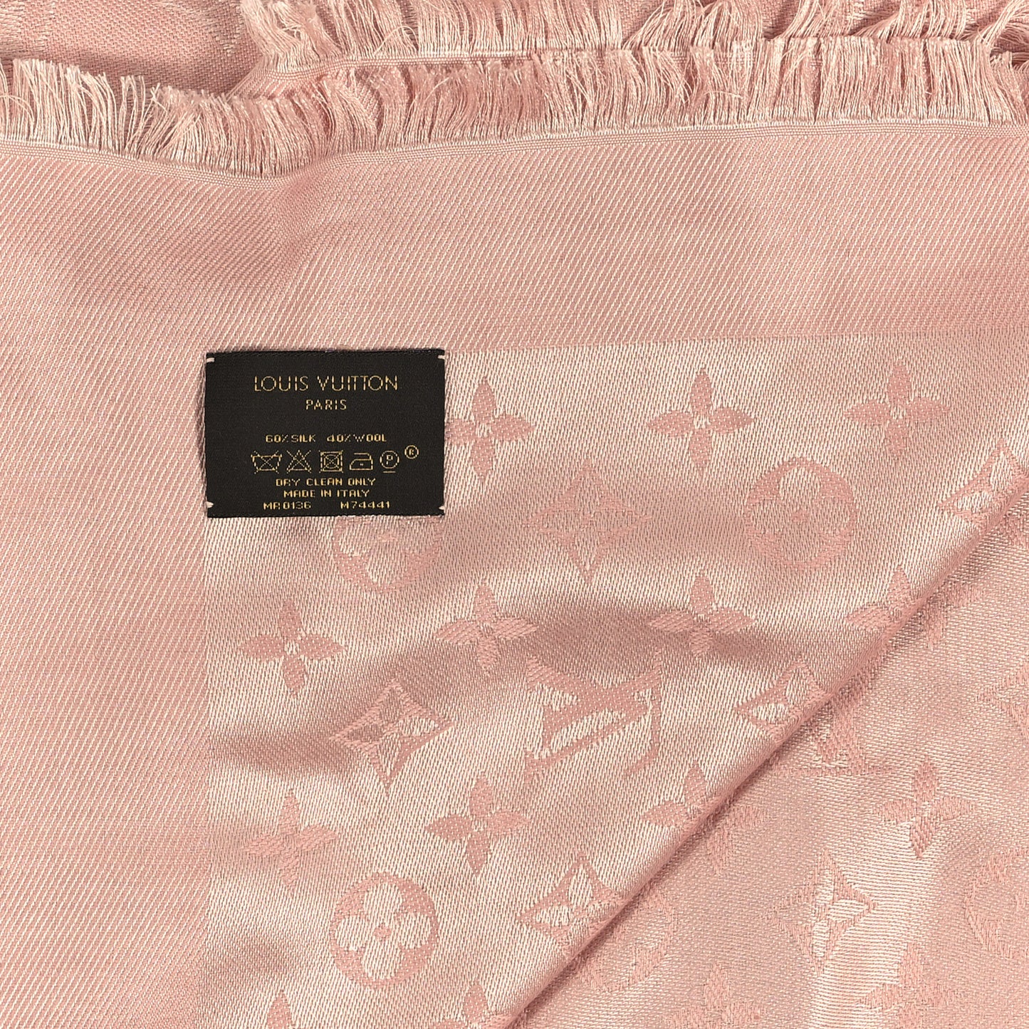 Silk Wool Monogram Shawl Rose