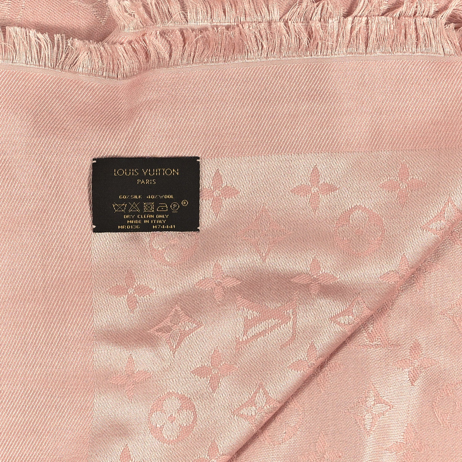 Louis Vuitton Silk Wool Monogram Shawl Rose 4 of 6