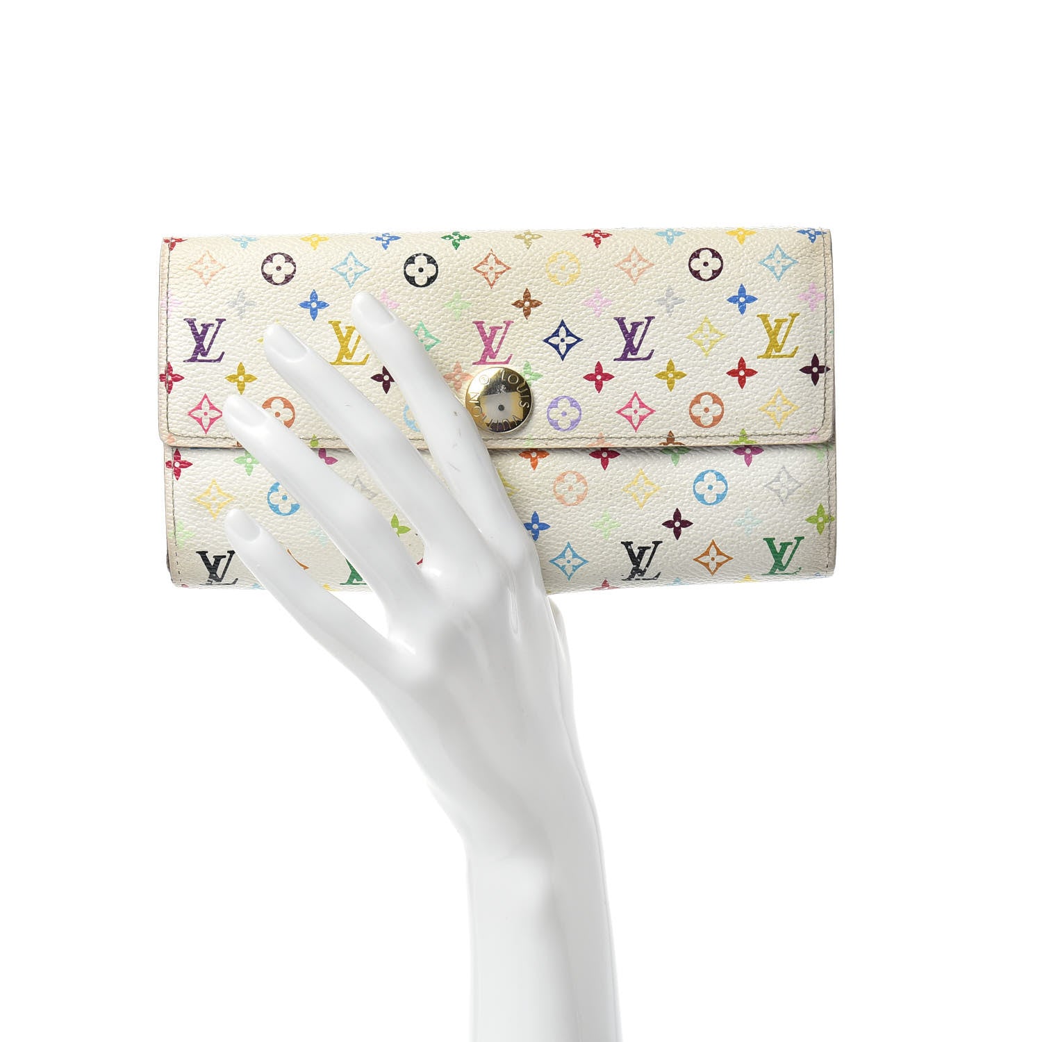 Louis Vuitton Monogram Multicolor Sarah Wallet White Eglantine 2 of 6